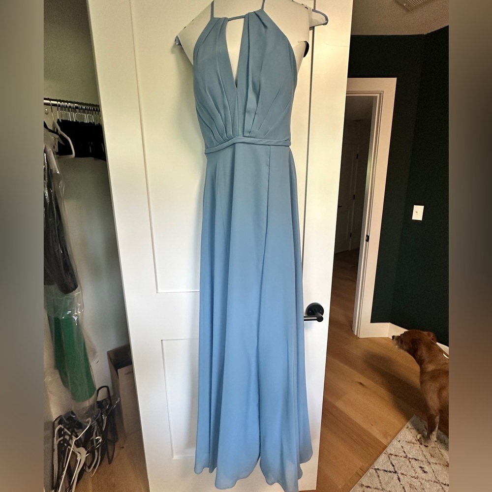 Bridesmaid dress: Azazie Evalleen, Steel Blue, Size 10